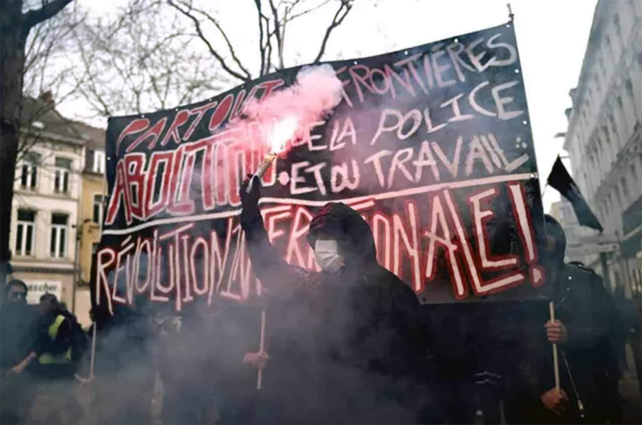 Manifestación por el 1 de mayo en el Día Mundial del Trabajo en Lile, Francia
