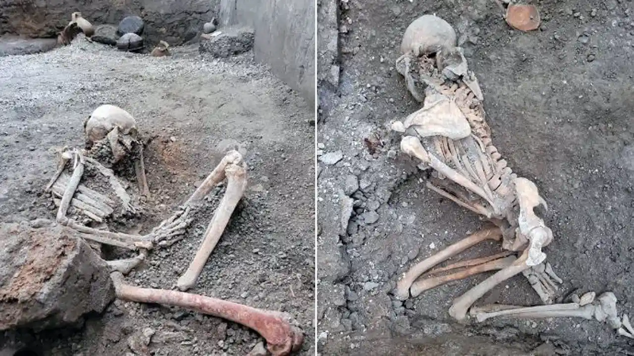 Imágenes de los dos nuevos esqueletos recuperados en Pompeya / Foto: EP