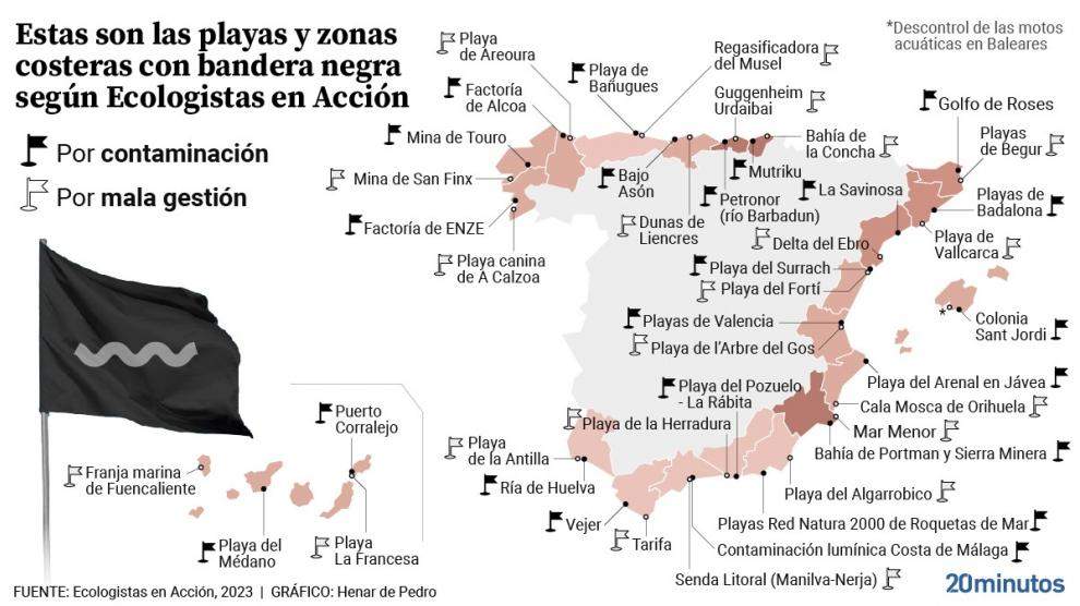 Gráfico de las banderas negras de 2023 de Ecologistas en Acción