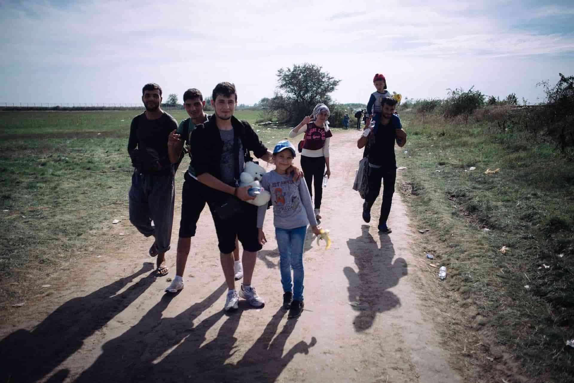 Migrantes en Roszke, Hungría