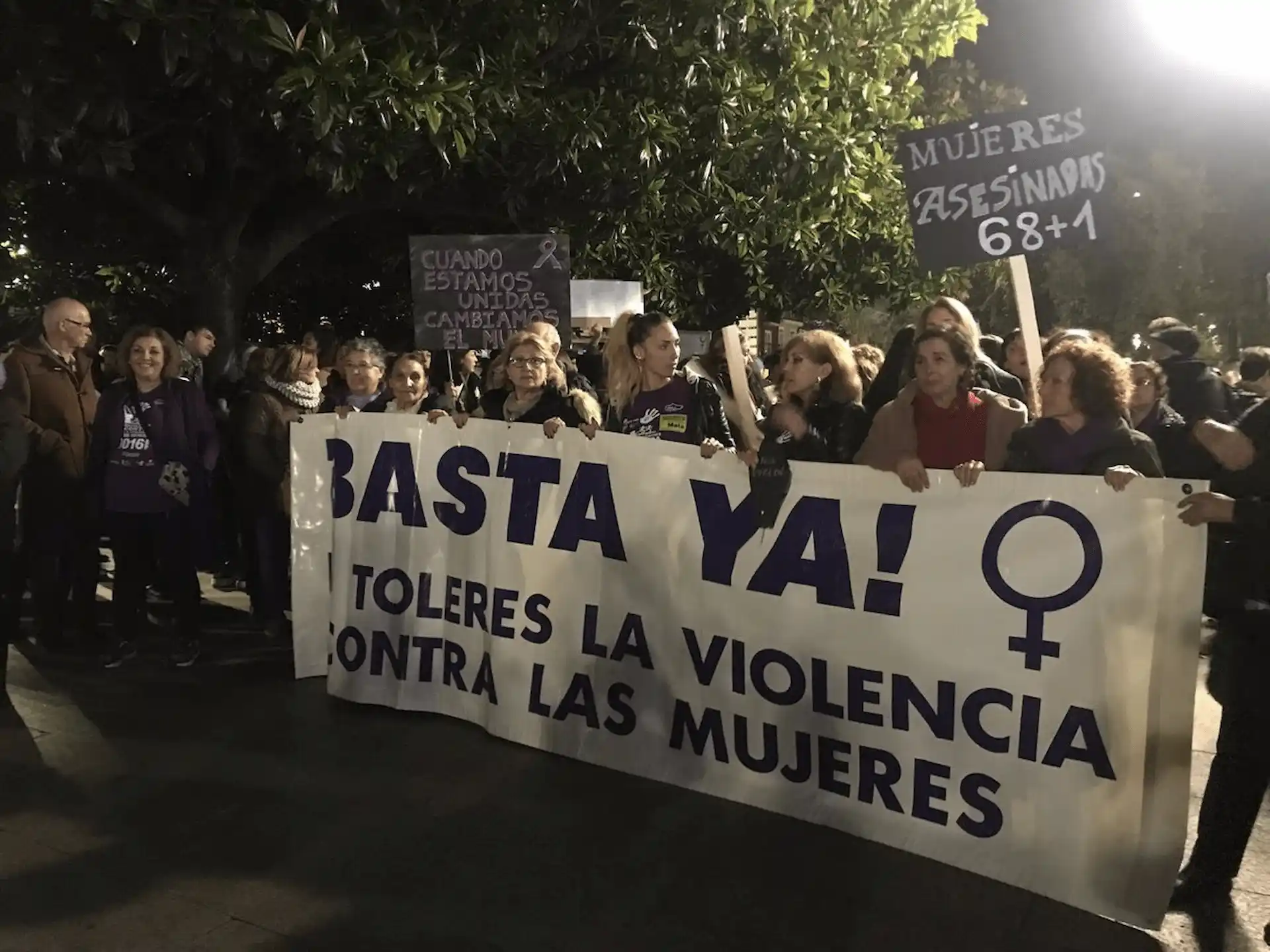 Cabecera de la manifestación por el 25N en Santander, en la que han participado cientos de personas / Foto: EP