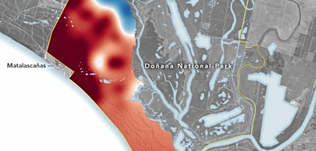 En la imagen se aprecian los lugares en los que las lagunas se inundan más o menos de lo que cabría esperarse por el clima / Observatorio de la Tierra de la NASA