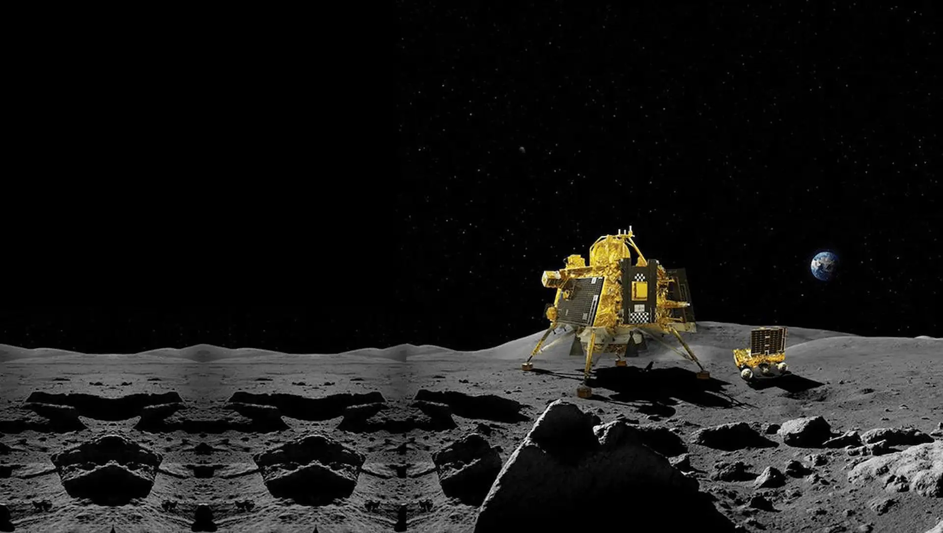La misión india Chandrayaan-3 tratará de operar un módulo de aterrizaje y un pequeño rover explorador en el polo sur de la Luna / Imagen: ISRO
