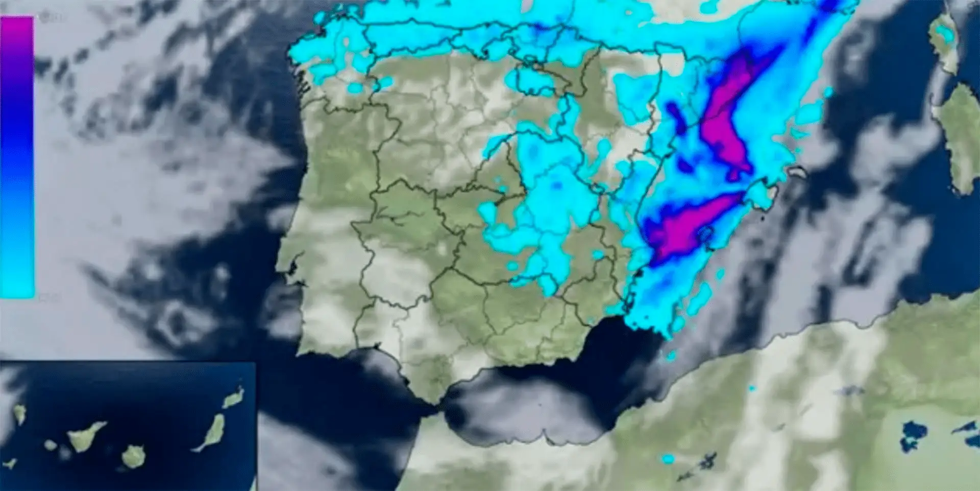 Precipitaciones previstas para la tarde del domingo, 27 de agosto de 2023 / Imagen: EP