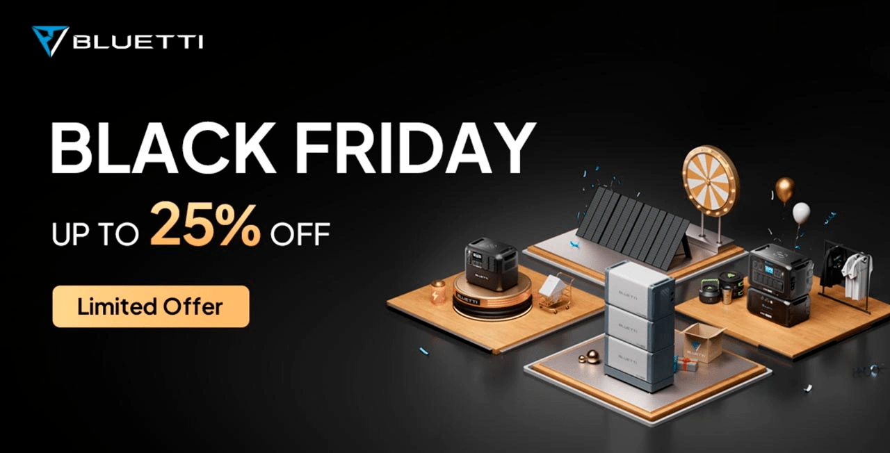 BLUETTI ofrece un descuento de hasta el 25% su venta de productos de energía portátil de Black Friday y Cyber Monday