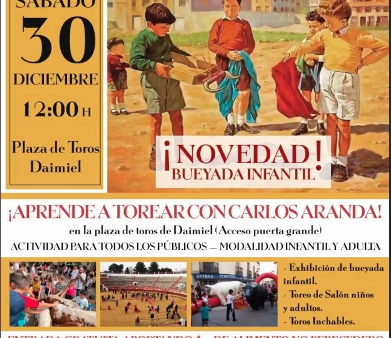 'II Taller de toreo con niños y aficionados' contraviniene la prohibición de participación en festejos taurinos a menores de 16 años. PACMA denuncia al Ayuntamiento de Daimiel / Imagen: Carlos Aranda - EP