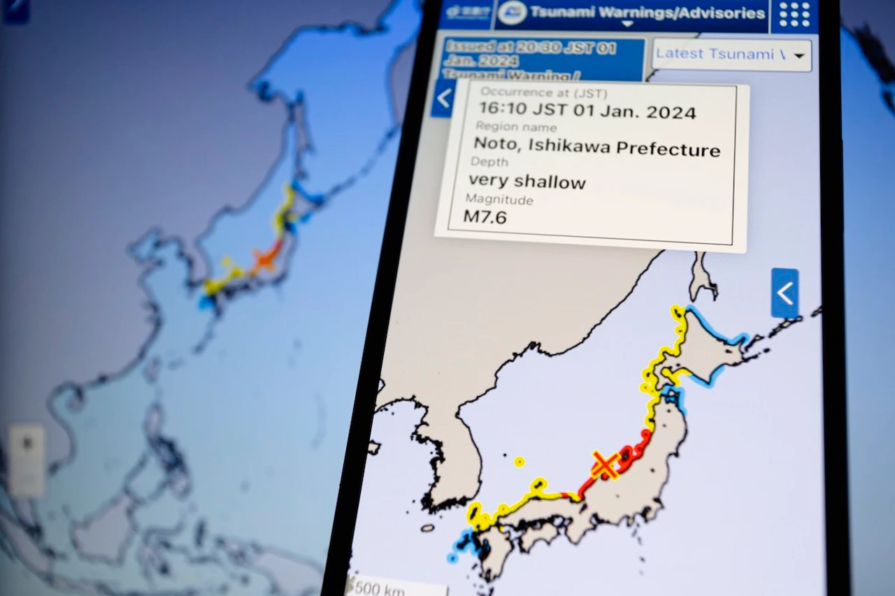 Terremoto de magnitud 7,6 en la escala Richter registrado el día de Año Nuevo en Japón / Imagen: EP
