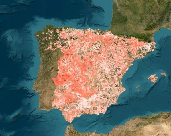 Mapa de instalación de energía renovable eólica