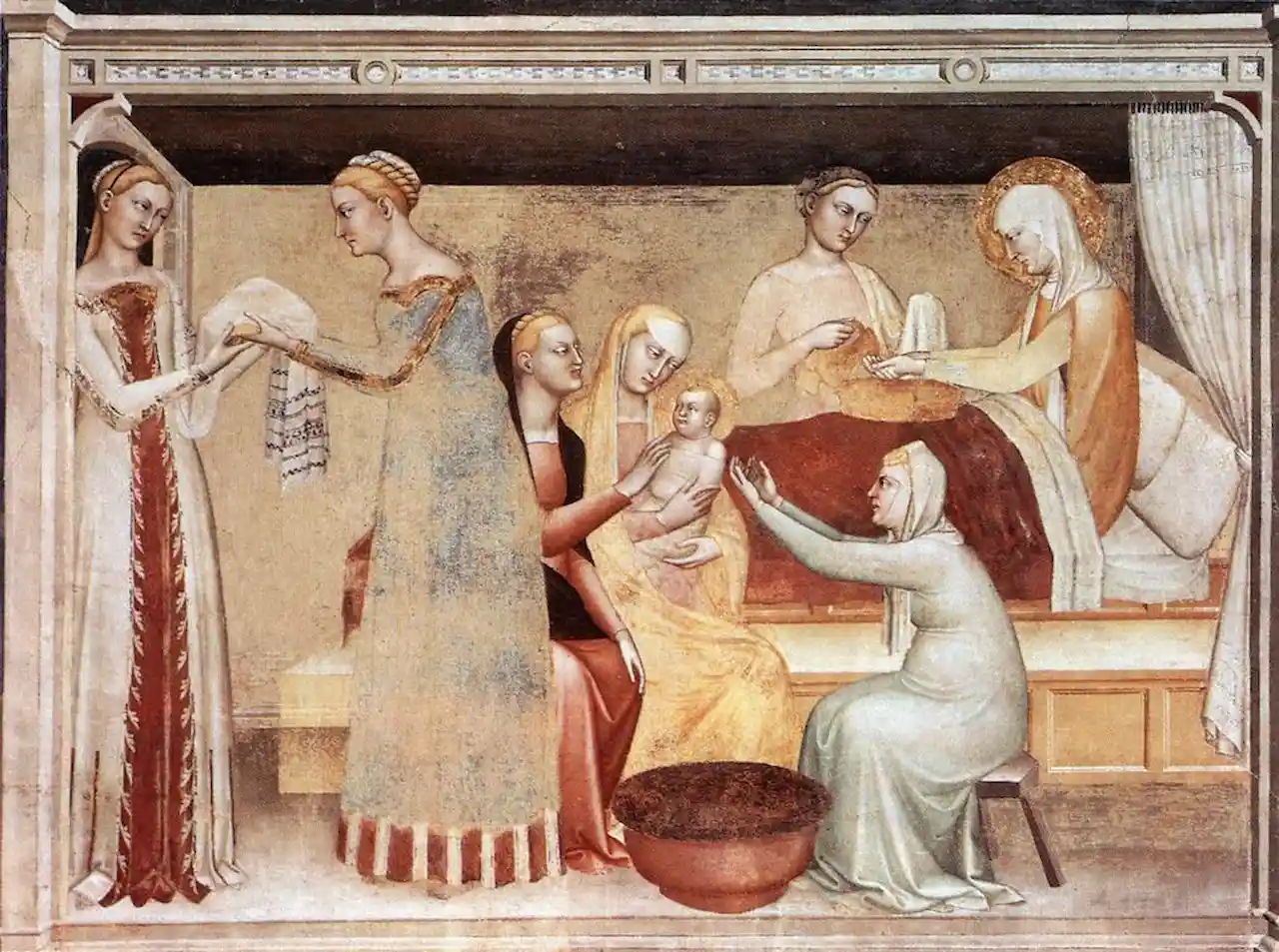 El papel de las matronas en la Edad Media. ‘El nacimiento de la Virgen’, de Giovanni Da Milano: Web Gallery of Art