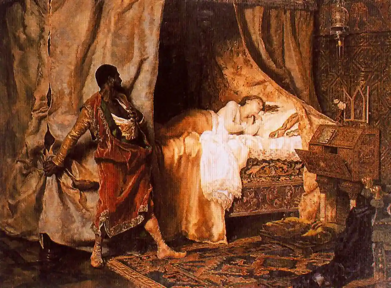 Otelo y Desdémona. Una escena de la obra de Shakespeare “Otelo” / Pintura: Muñoz Degrain1881