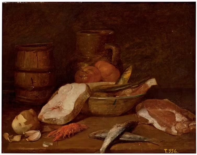 Cangrejo italiano (Austropotamobius fulcisianus) en un bodegón del pintor valenciano José María Estrada (1864). José María Estrada/Museo del Prado. Cangrejo italiano (Austropotamobius fulcisianus) en un bodegón del pintor valenciano José María Estrada (1864). José María Estrada/Museo del Prado.
