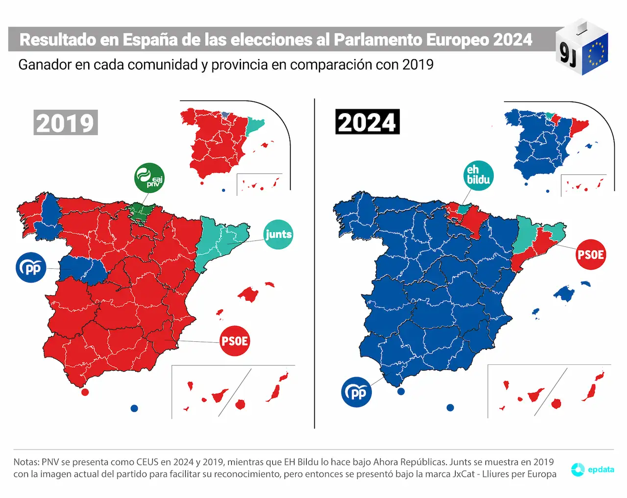 Resultado en España de las elecciones al Parlamento Europeo 2024 / Imagen: EP Resultado en España de las elecciones al Parlamento Europeo 2024 / Imagen: EP