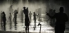 Grupos de personas en la fuente transitable ‘los chorros o la playa de Madrid Río’, durante una ola de calor en 2022. Cálido / Imagen: EP