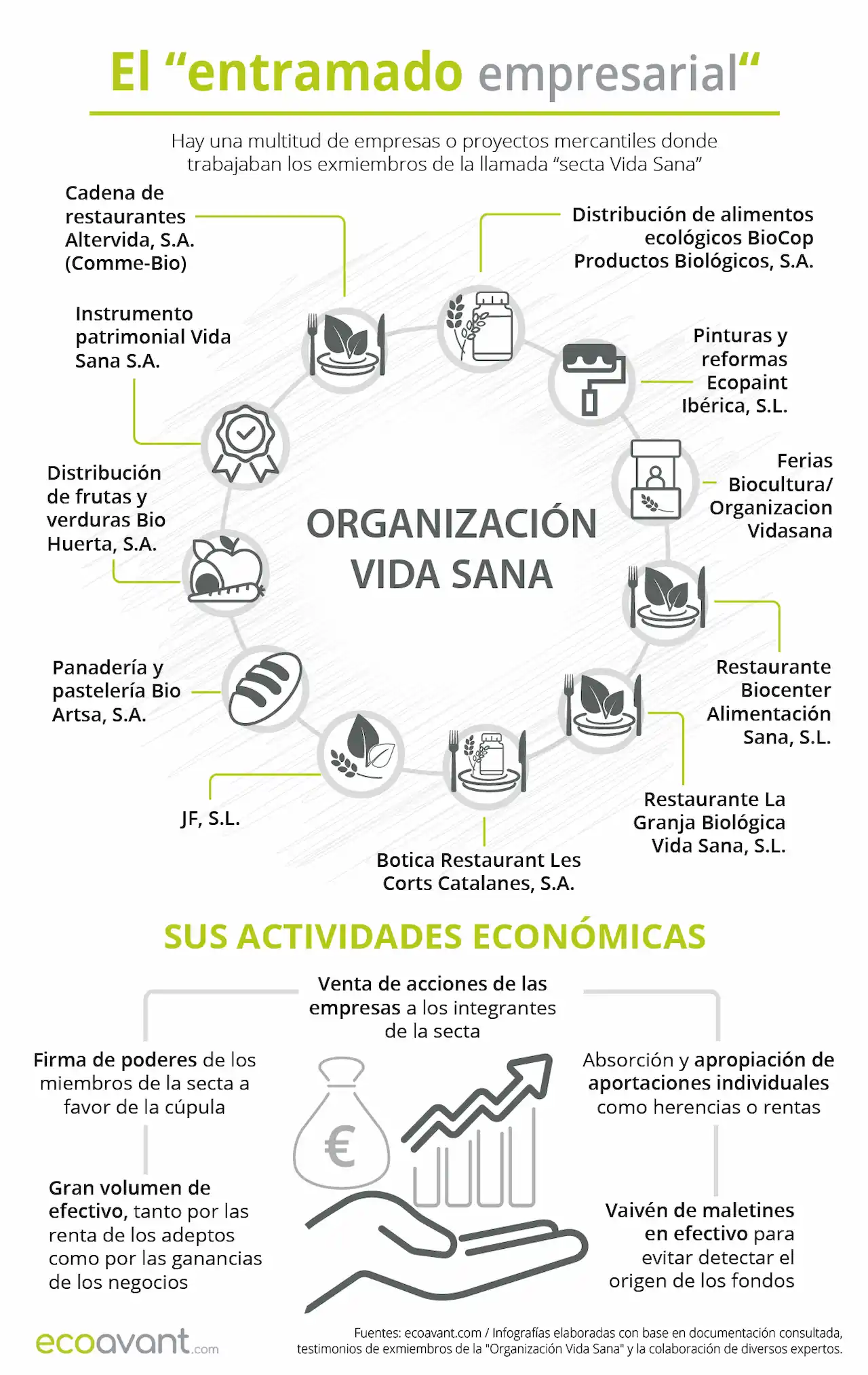 El entramado empresarial de la "organización Vida Sana" / Infografía: EA El entramado empresarial de la "organización Vida Sana" / Infografía: EA