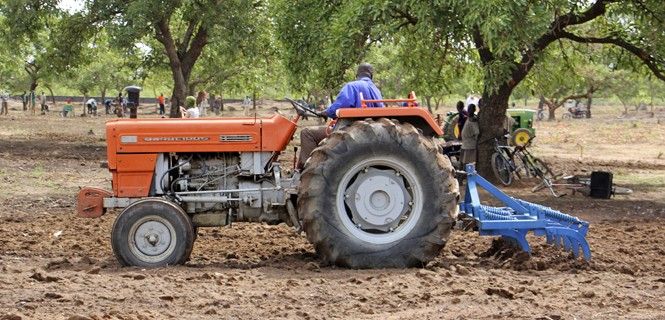 Un tractor donado ara un campo en Goundi (Chad) / Foto: BdR