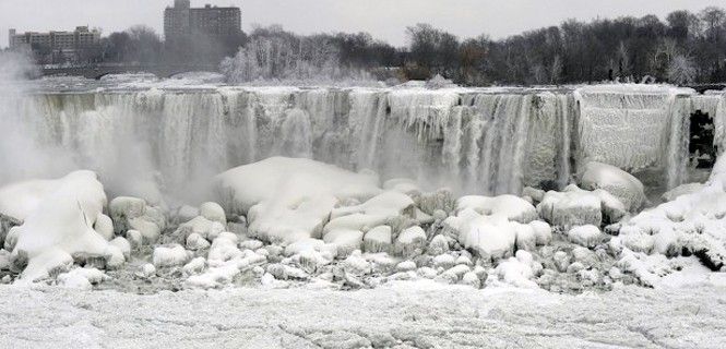 Las cataratas del Niágara heladas al inicio de 2014 / Foto: Greenpeace