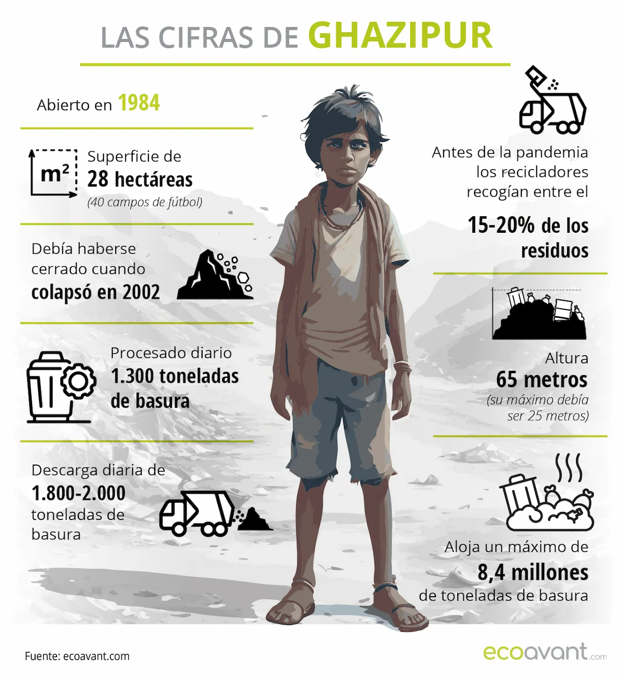 Las cifras del vertedero de Ghazipur / Infografía: EA