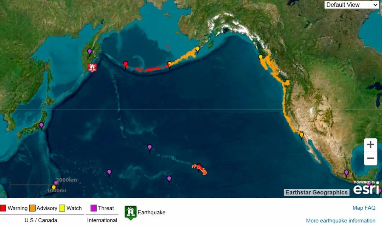 NOAA muestra el punto origen del terremoto de magnitud 8,8. / EFE - NOAA