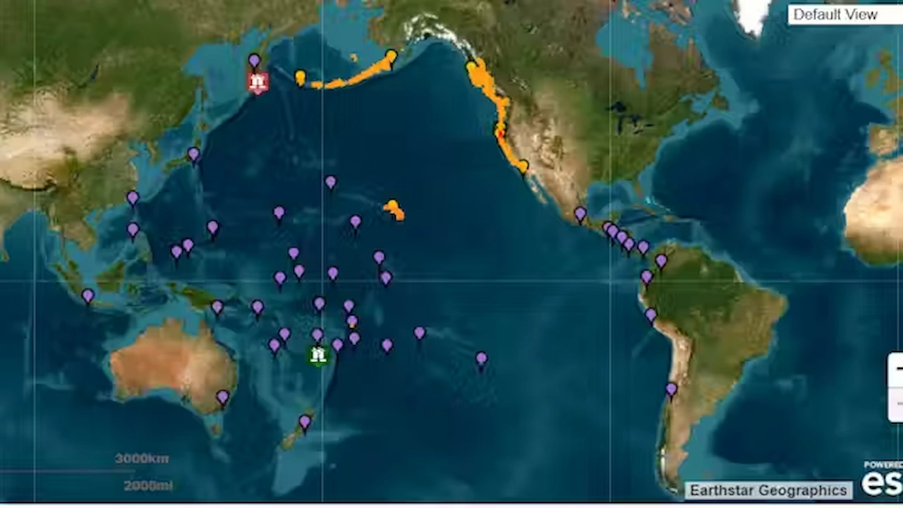 Zonas afectadas por el tsunami generado por el terremoto de Rusia / Imagen:  NOAA
