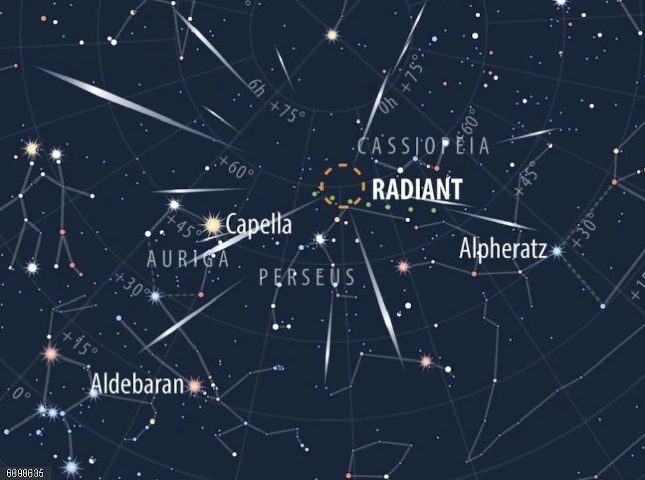 El punto en el cielo donde parece originarse la lluvia de meteoros Perseidas, se encuentra en la constelación de Perseo / Foto: Astronomy Now