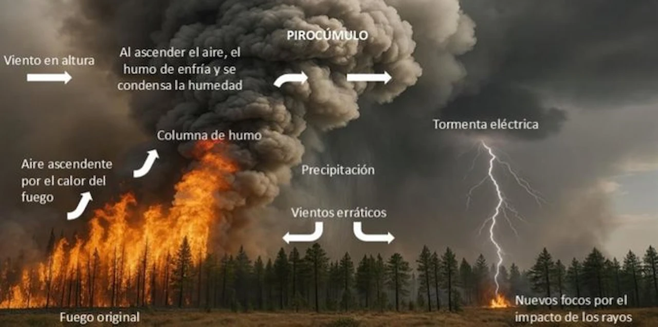 Cómo funciona un incendio de 6ª generación. El cambio climático está en el origen / Imagen: Univ. de Sevilla