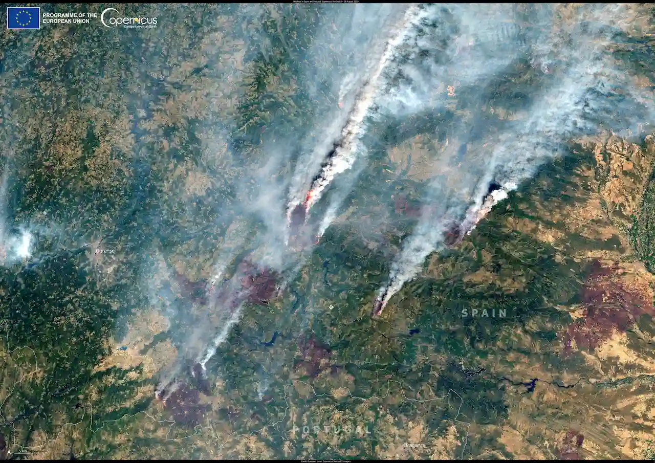 Los grandes incendios forestales del noroeste de España / Imagen: Copernicus
