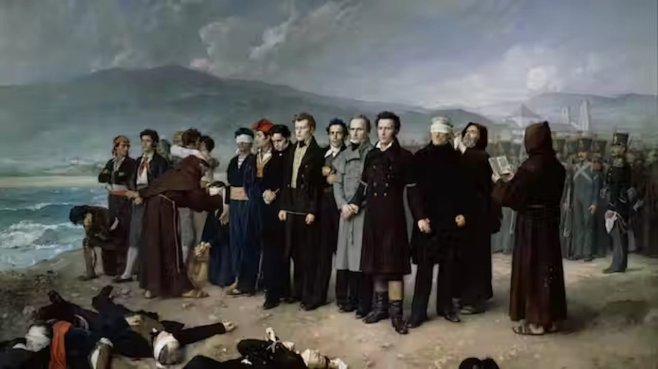 Pena de muerte. Fusilamiento del general José María de Torrijos, ministro de la Guerra durante el Trienio Liberal (1820-1823), y sus compañeros en las playas de Málaga el 2 de diciembre de 1831 / Lienzo: Antonio Gisbert Pérez - Museo del Prado