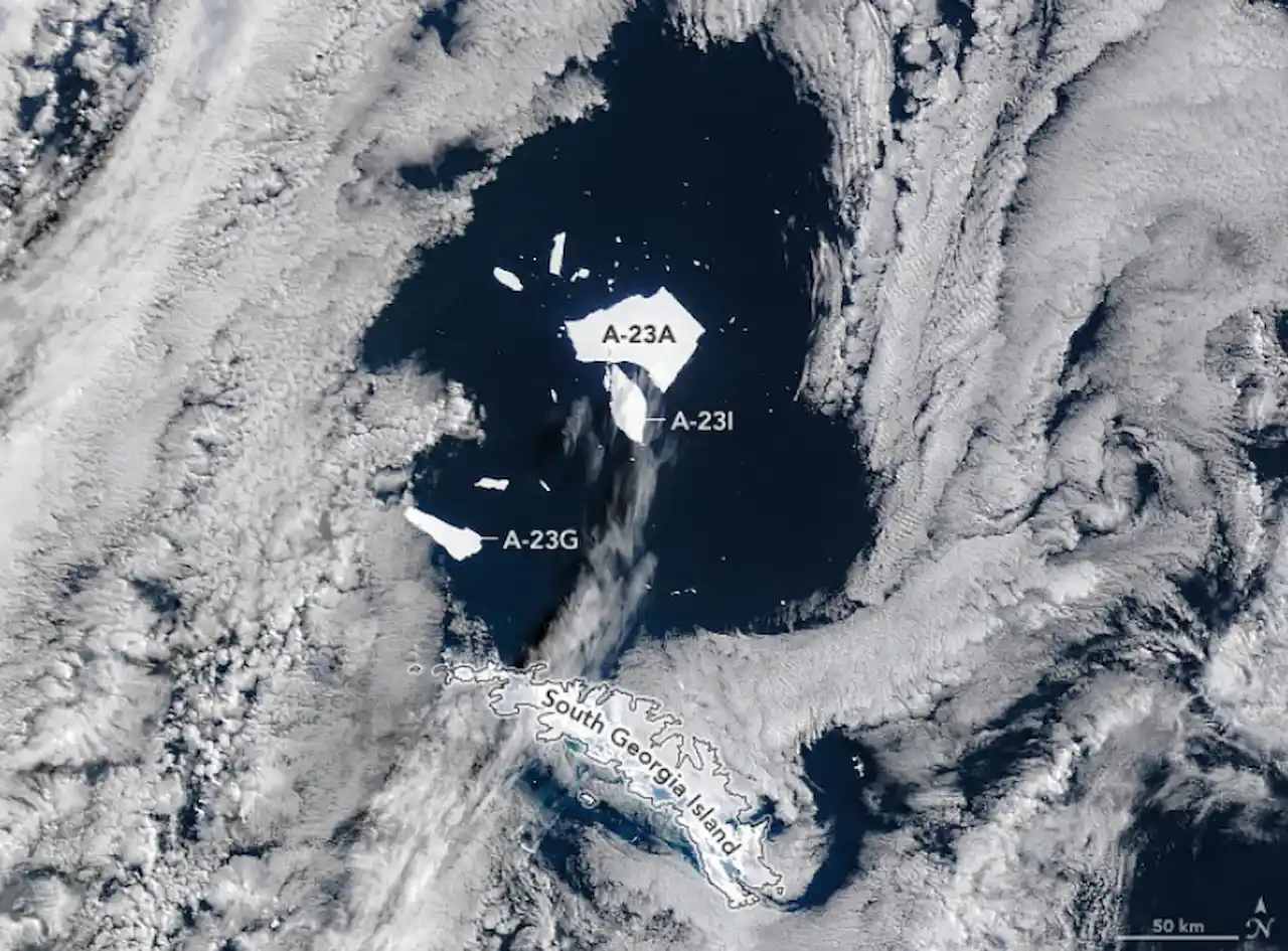 El iceberg A-23A se desintegra / Imagen: NASA