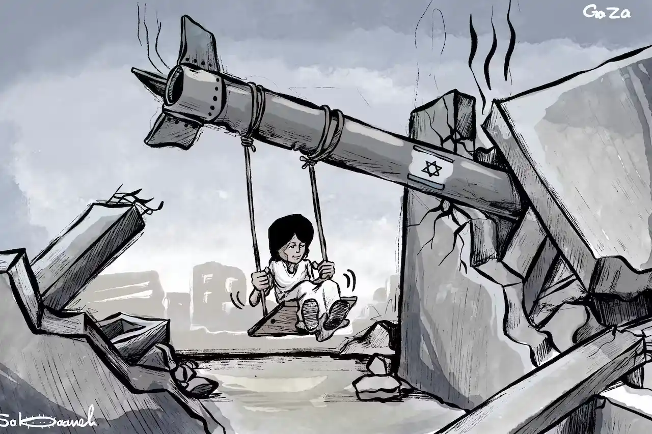 Viñeta de Mohammad Sabaaneh para el periódico de la autoridad palestina 'Al-Hayat al-Jadida' / Imagen: 'The Conversation'