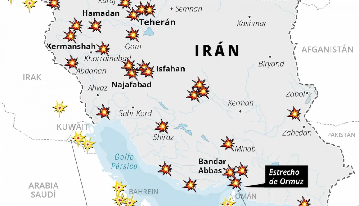 Mapas guerra de la Irán y en Oriente Próximo