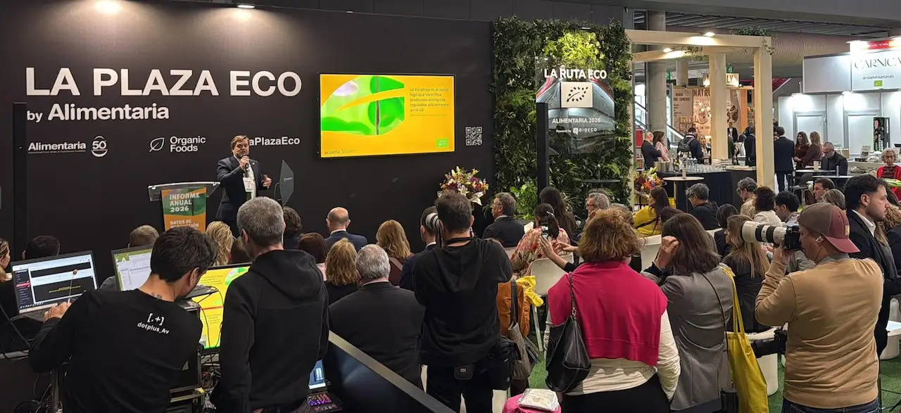 Presentación del informe 'Datos de producción y consumo ecológico en España' en Alimentaria 2026 / Foto: Ecovalia