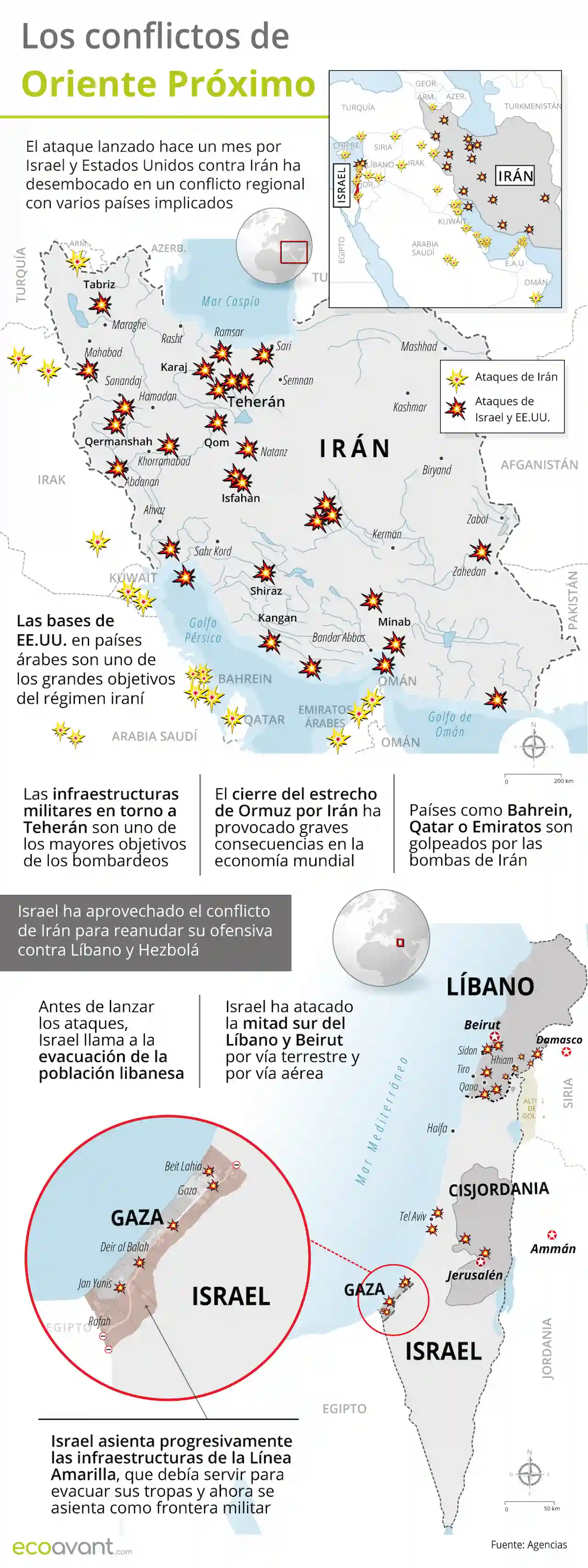 Mapa de la guerra en Irán y su expansión regional a 30 de marzo de 2026 / Imagen: EA Mapa de la guerra en Irán y su expansión regional a 30 de marzo de 2026 / Imagen: EA
