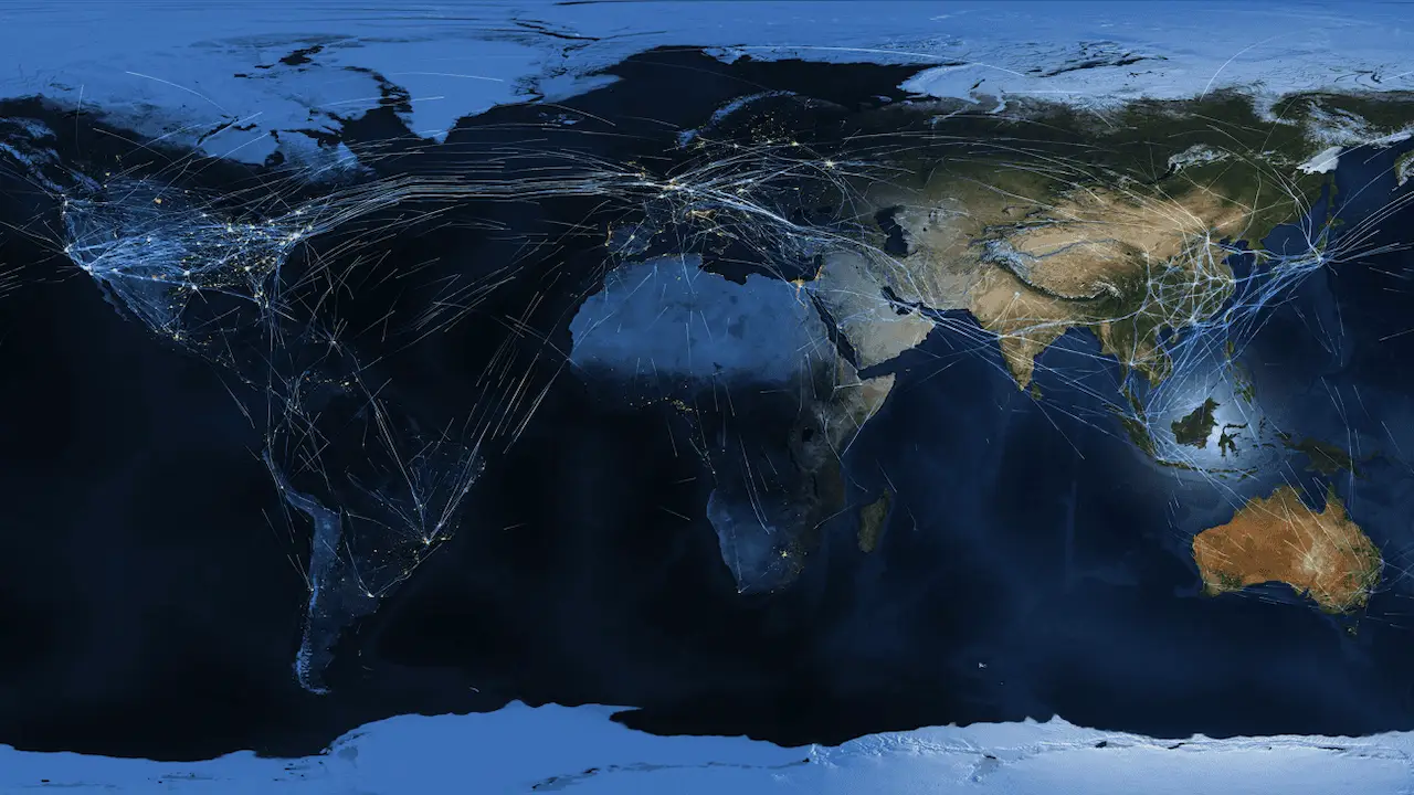 Visualización del tráfico aéreo global en un solo año / DLR Earth Observation Center