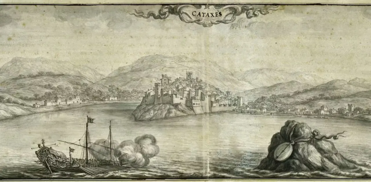 Vista de Cadaqués, 1668 de Pier Maria Baldi, Biblioteca Medicea Laurenziana, Firenze, Codice Med.Pal.123.1, fol. 16 / Imagen: Author provided (no reuse)