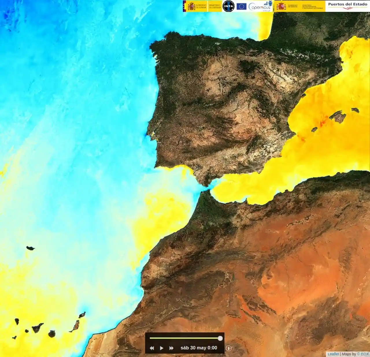 Altas temperaturas del agua del mar en mayo de 2026 / Imagen: Puertos del Estado - EP