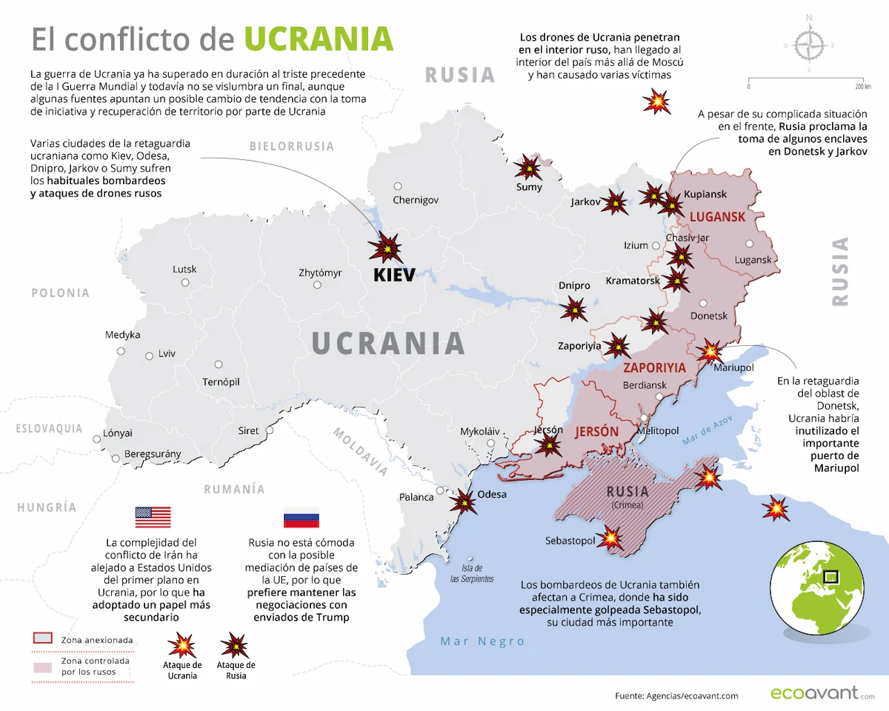 Mapa de la guerra en Ucrania a 15 de junio de 2026 / Imagen: EA Mapa de la guerra en Ucrania a 15 de junio de 2026 / Imagen: EA