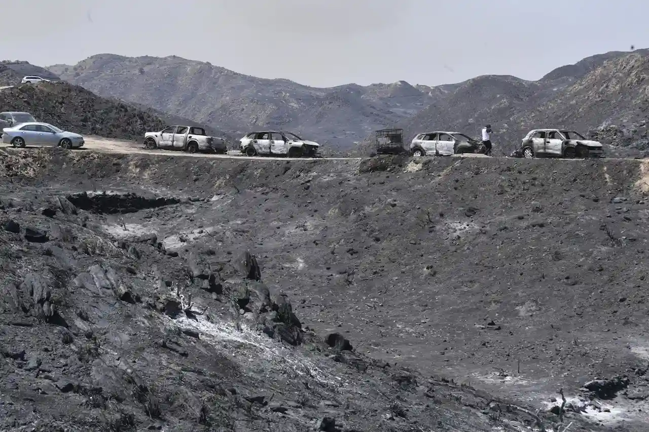 Vehículos calcinados en el incendio forestal en Los Gallardos, a 10 de julio de 2026, Almería / Foto: Javi Carrión - EP Vehículos calcinados en el incendio forestal en Los Gallardos, a 10 de julio de 2026, Almería / Foto: Javi Carrión - EP
