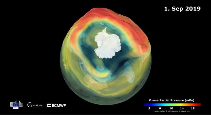 Imagen del agujero que se forma cada otoño e invierno en la zona austral / Foto: CAMS