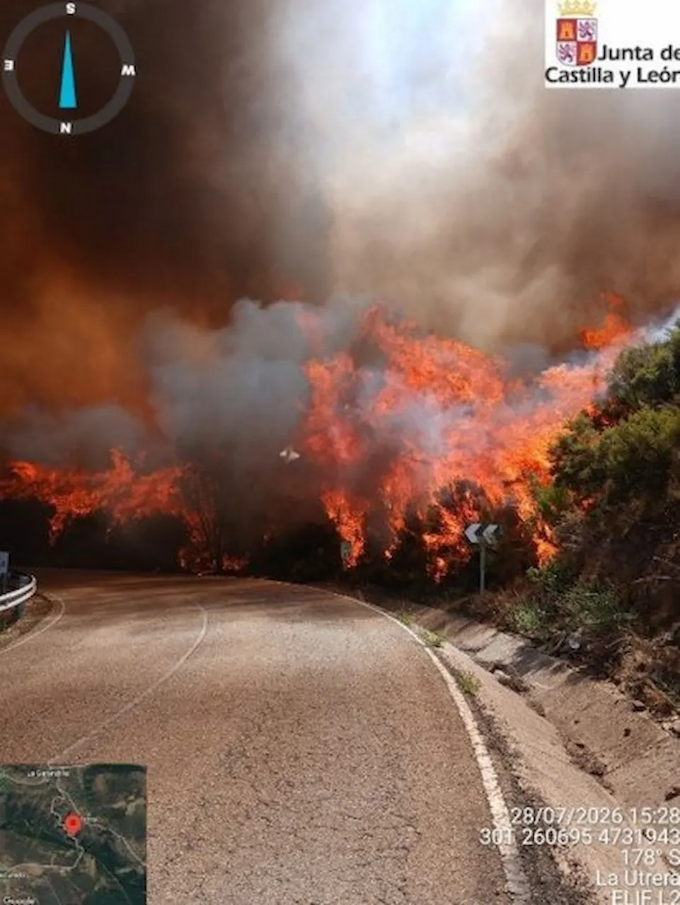 Incendio forestal, a 29 de julio de 2026, en La Utrera (León) / Foto: EP