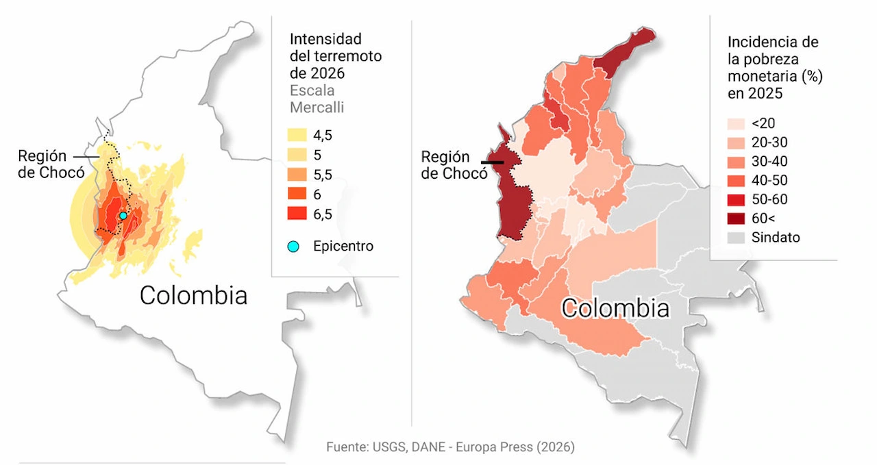 Chocó, la región más pobre de Colombia así es la desigualdad que deja al descubierto el terremoto / Mapa: EP