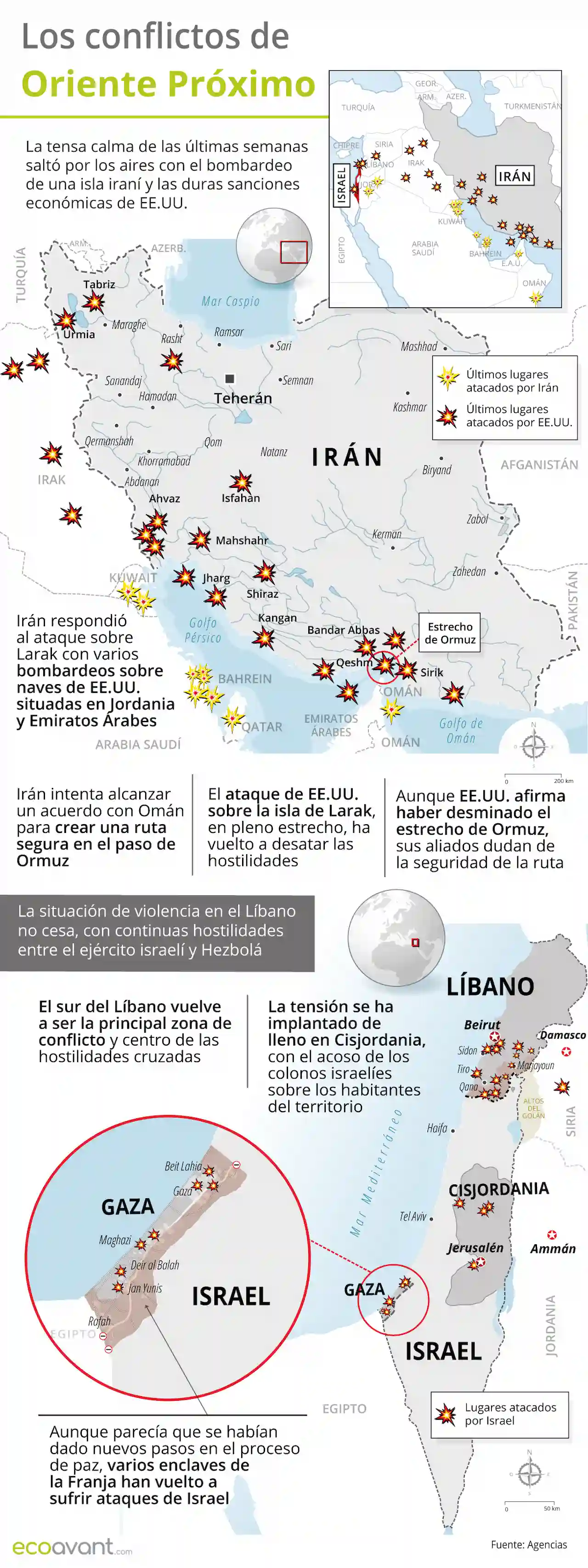 Mapa de los conflictos en Irán y Oriente Próximo a 31 de agosto de 2026 / Infografia: EA Mapa de los conflictos en Irán y Oriente Próximo a 31 de agosto de 2026 / Infografia: EA