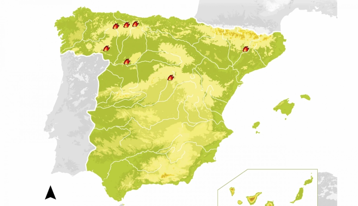 Incendios forestales en España a 8 de septiembre