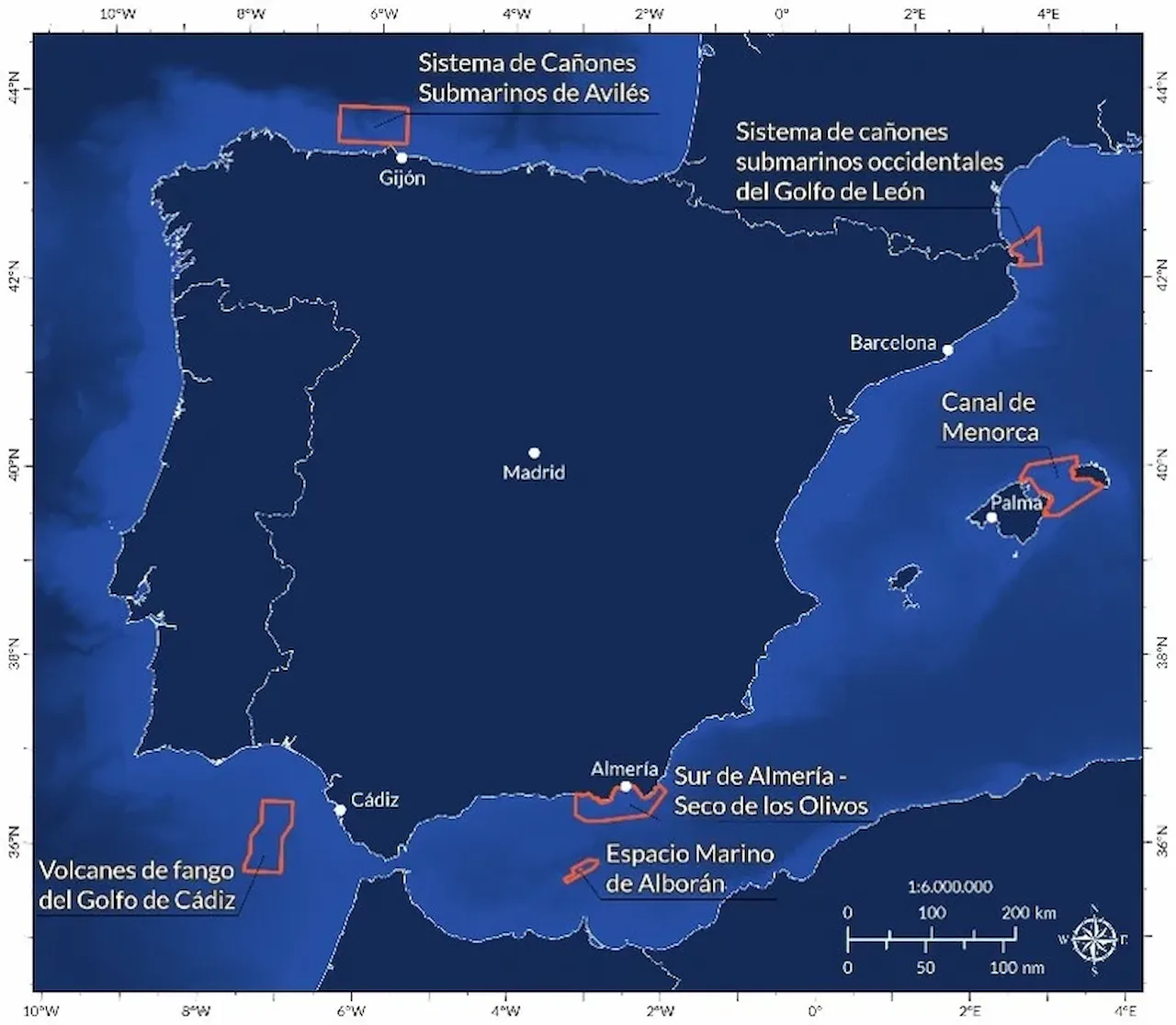 Pesca de arrastre en áreas protegidas de red Natura 2000 / Mapa: Oceana