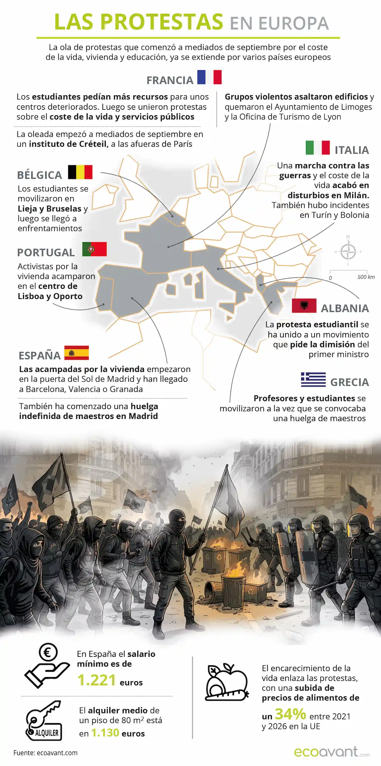 Protestas en Europa / Infografía: EA