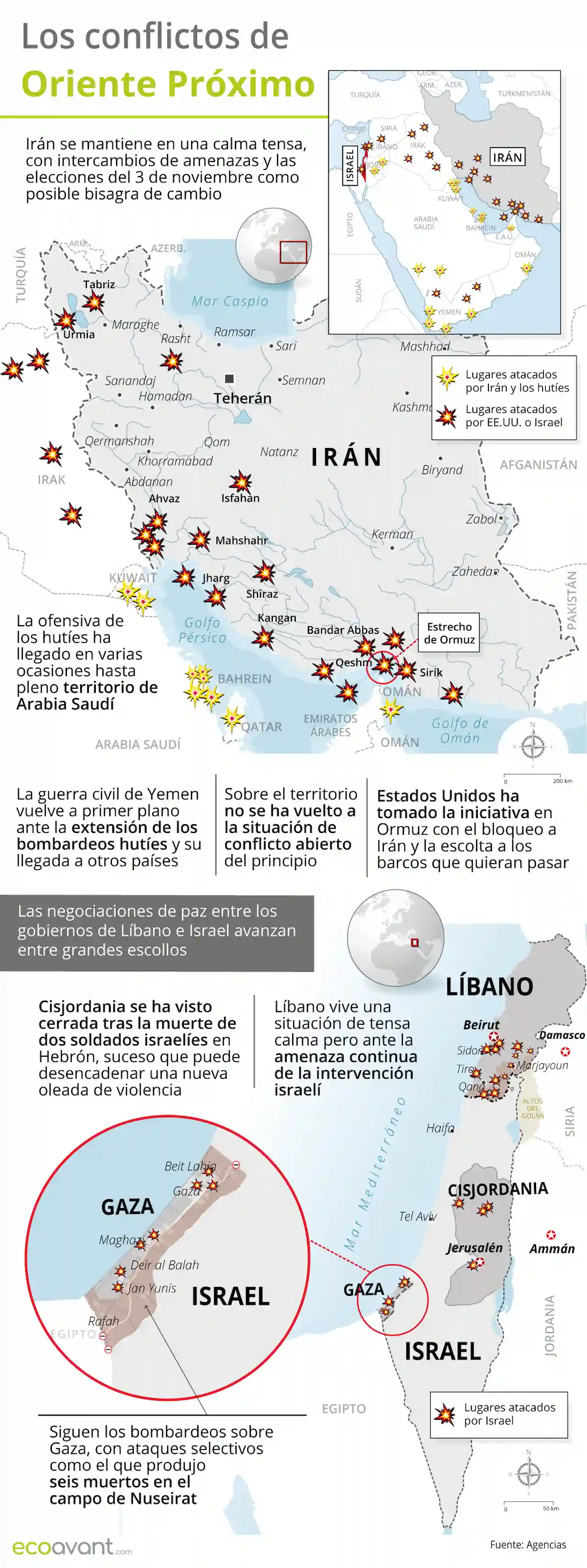 Mapa de los conflictos en Irán y Oriente Próximo a 26 de octubre de 2026 / Infografía: EA Mapa de los conflictos en Irán y Oriente Próximo a 26 de octubre de 2026 / Infografía: EA