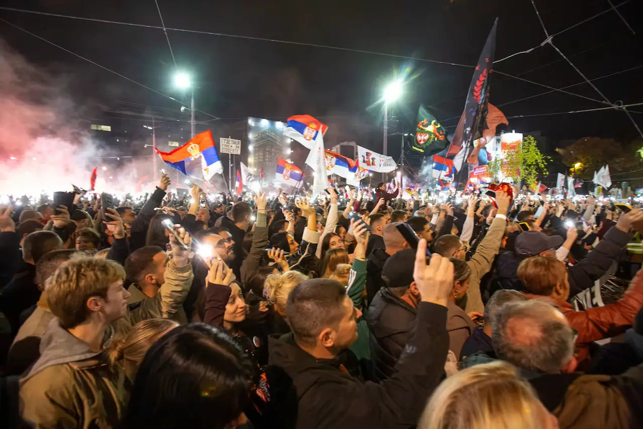 Elecciones en Serbia. Acto de apoyo a la Lista Estudiantil celebrado el pasado 22 de octubre en Belgrado / Foto: The Conversation