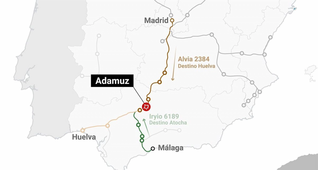Mapa del accidente de tren tras chocar dos trenes en Toledo / Mapa: EP Mapa del accidente de tren tras chocar dos trenes en Toledo / Mapa: EP
