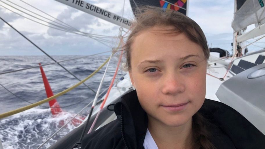 La adolescente sueca atravesando el Atlántico en su viaje de ida / Foto: Twitter Greta Thunberg