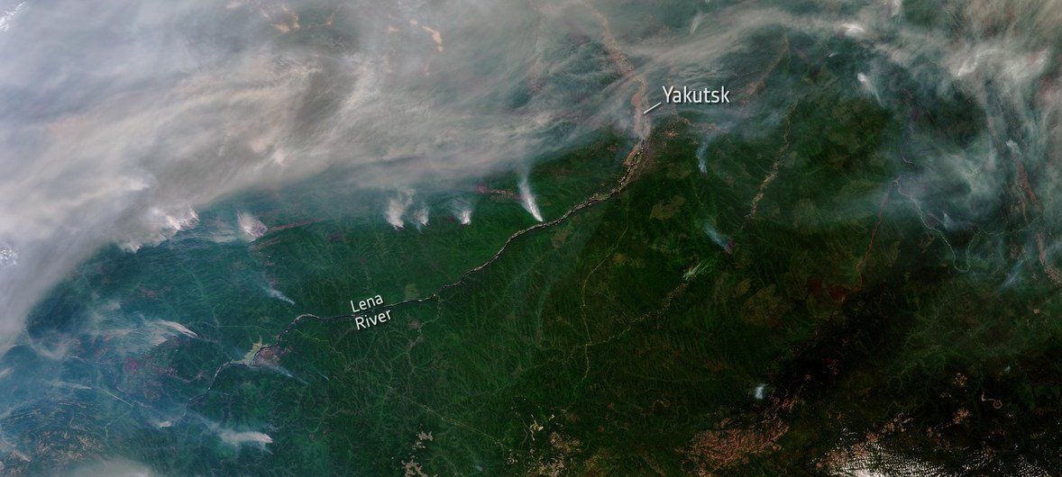 Vista desde el espacio de incendios forestales en Siberia, en 2019 / Foto: ASE