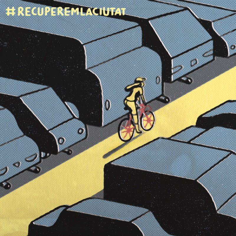 Imagen de la campaña que alerta del aumento de la contaminación 'Confinem els cotxes. Recuperem la ciutat!'  #RECUPEREMLACIUTAT / EP